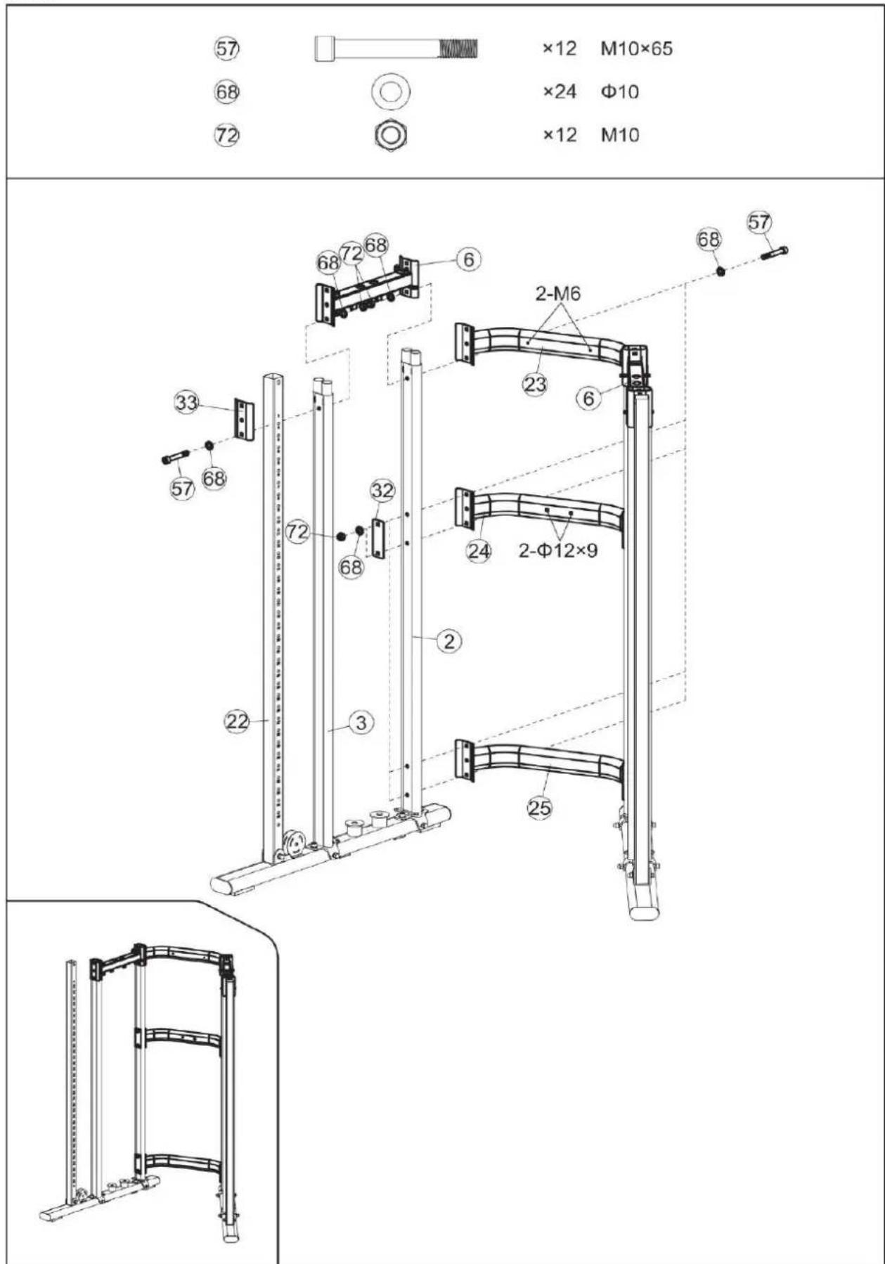 57 68 72 ×12 M10×65 ×24 Φ10 ×12 M10 33 57 68 68 72 68 6 2-M6 23 6 24 2-Φ12×9 2 22 3 25 57