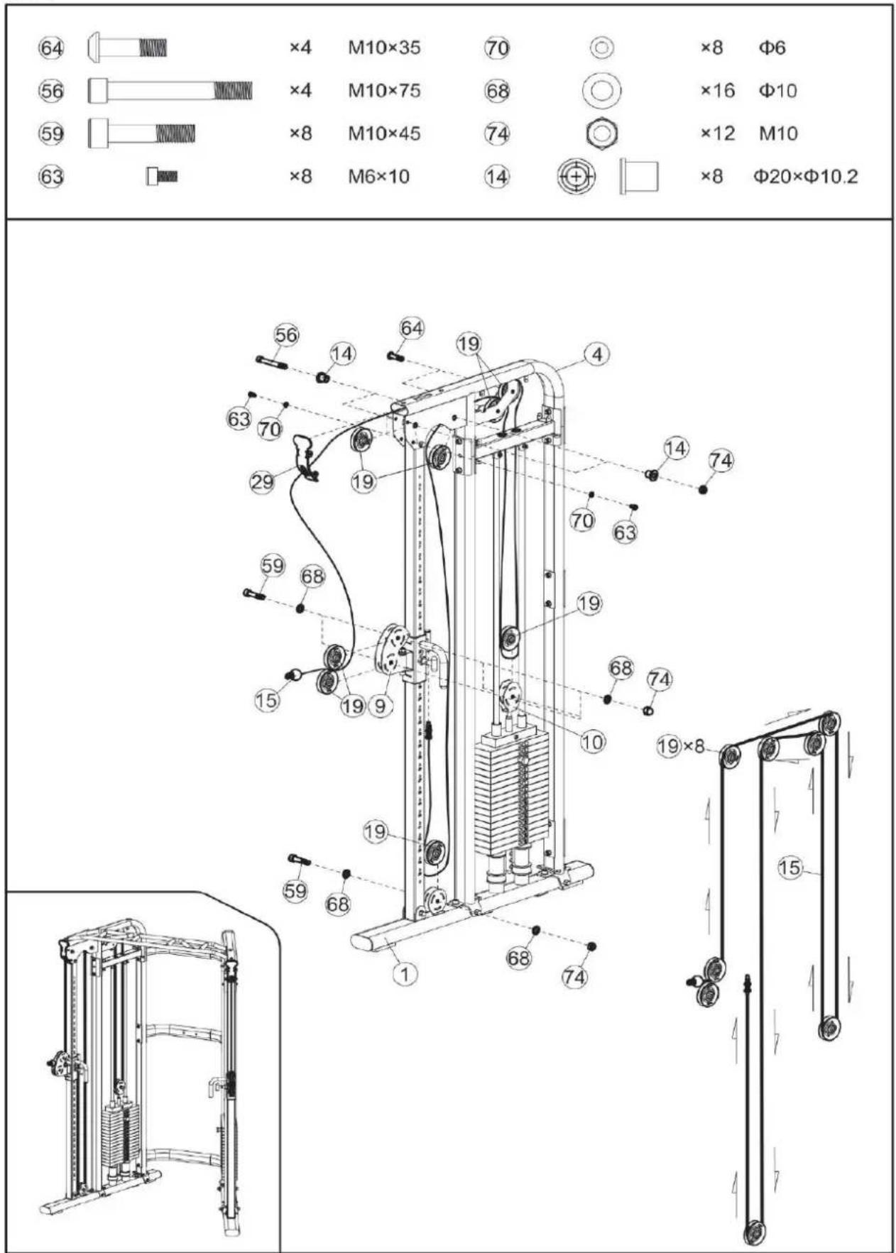 64 ×4 M10×35 70 ×8 Φ6 56 ×4 M10×75 68 ×16 Φ10 59 ×8 M10×45 74 ×12 M10 63 ×8 M6×10 14 ×8 Φ20×Φ10.2 56 14 64 19 4 63 70 29 19 59 68 15 19 9 19 10 68 74 19×8 59 68 1 68 74 15