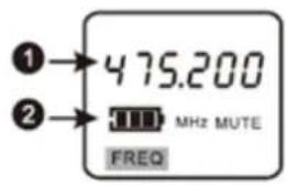 ①→475.200 ②→MHz MUTE FREQ