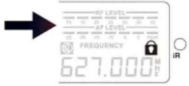 RF LEVEL 10 11 12 13 14 15 16 17 AF LEVEL -25 -26 -27 -28 -29 -30 -31 FREQUENCY 627.000 MHz iR