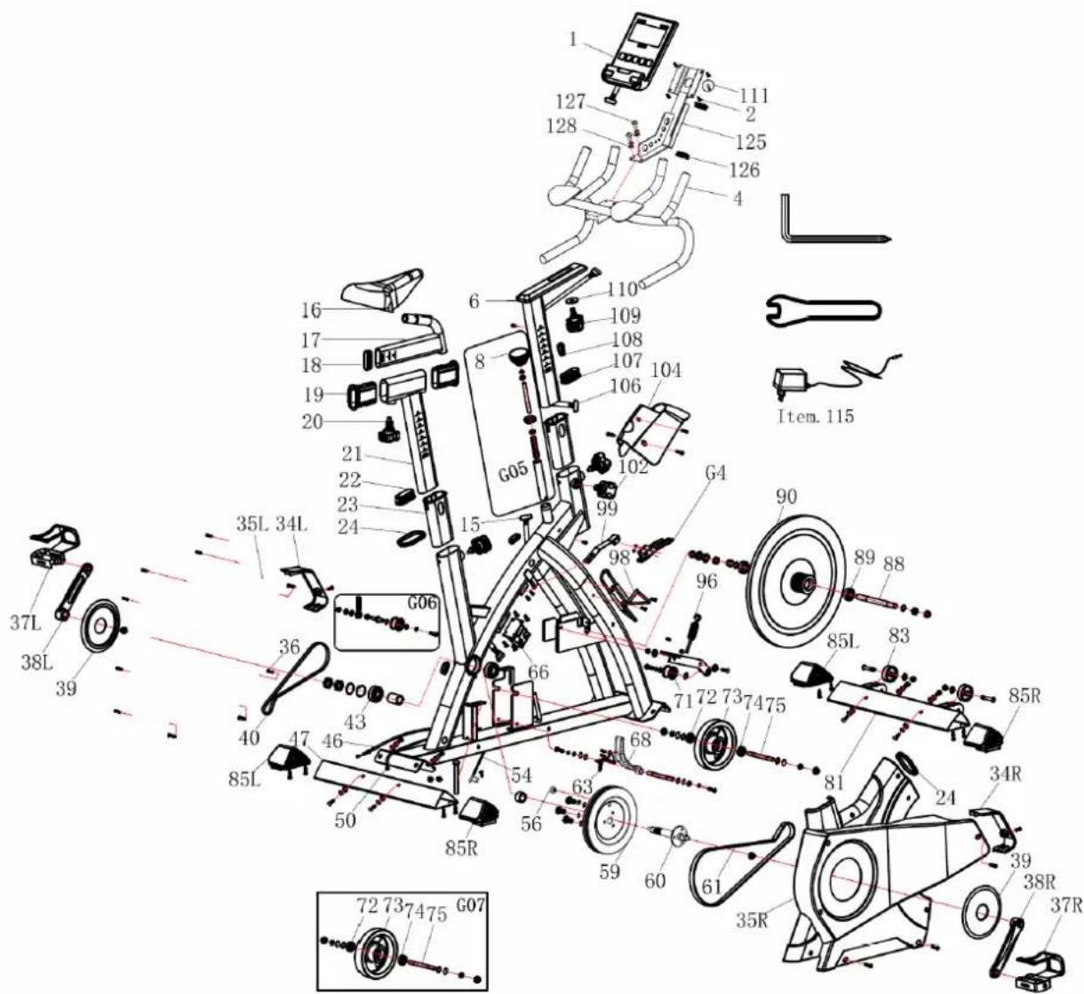 BH FITNESS i.Spada II Racing H9356I - Regulacja pozioma kierownicy: - 2