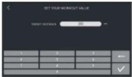 SET YOUR WORKOUT VALUE TARGET DISTINCES 20 cm 1 3 4 4 5 6 7 8 9 ✓