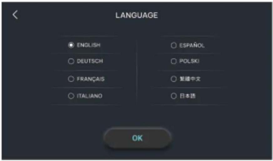 LANGUAGE ENGLISH DEUTSCH FRANÇAIS ITALIANO ESPAÑOL POLSKI 繁體中文 日本語 OK