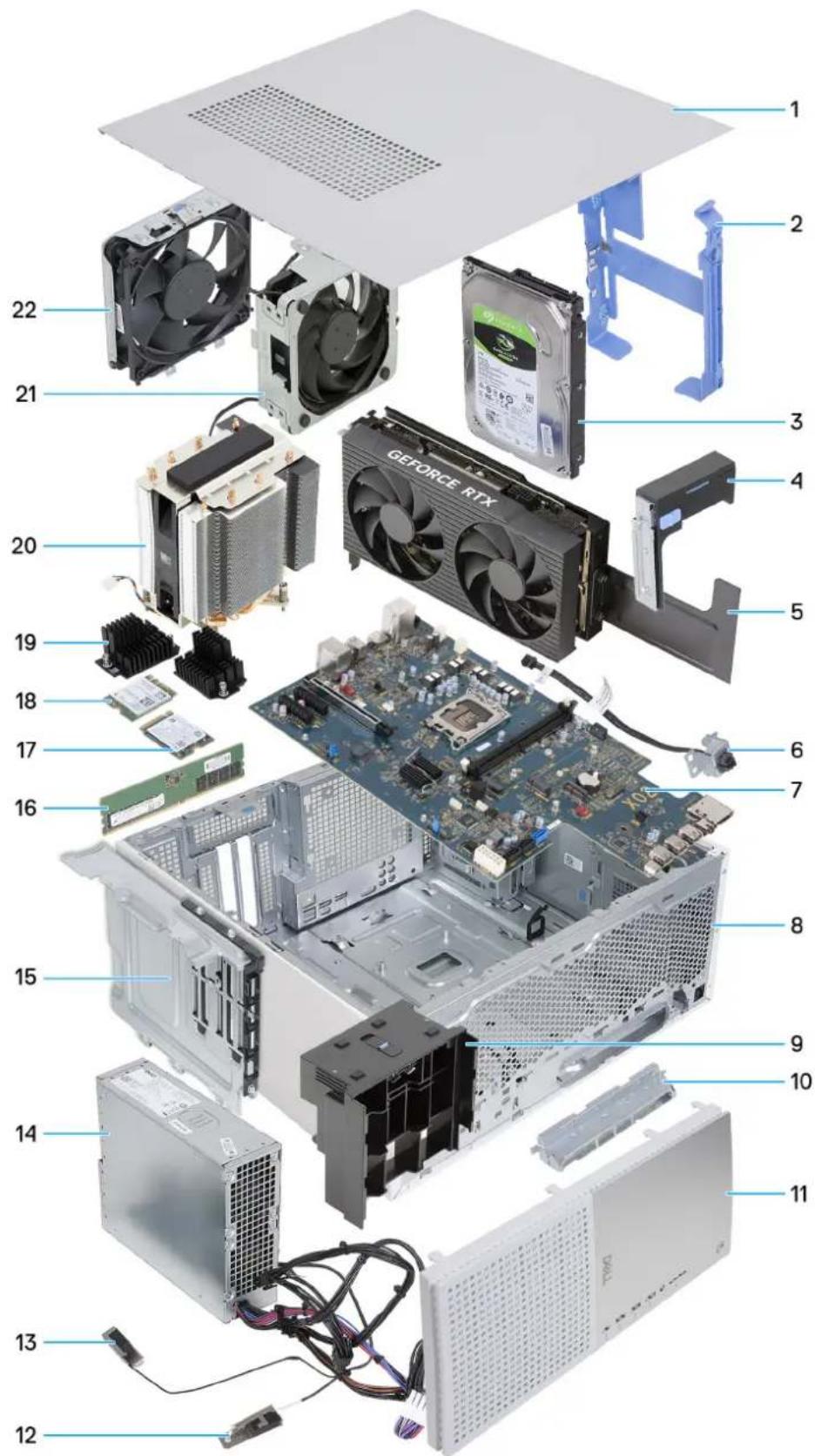 DELL Tower Plus EBT2250 - Główne elementy komputera Dell Tower EBT2250 - 1