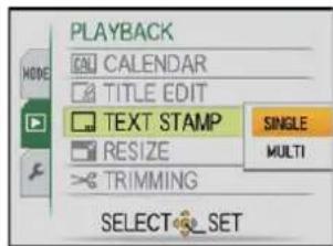 PANASONIC Lumix DMC-FT1EG-G - Press ▲/▼ to select [SINGLE] or [MULTI] and then press [MENU/SET]. - 1