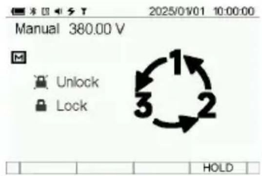Manual 380.00 V Unlock Lock 1 3 2 HOLD