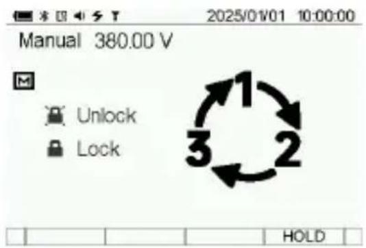 Manual 380.00 V Unlock Lock 1 3 2 HOLD