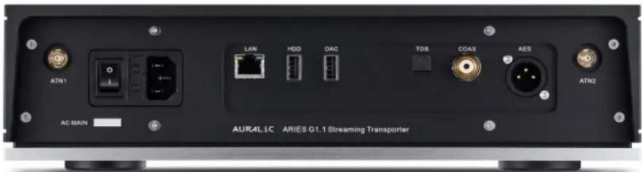 ATN1 AC MAIN LAN HDD DAC TOS COAX AE5 ATN2 AURAL1C ARIES G1.1 Streaming Transporter