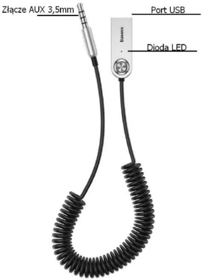 Złącze AUX 3,5mm Port USB Dioda LED