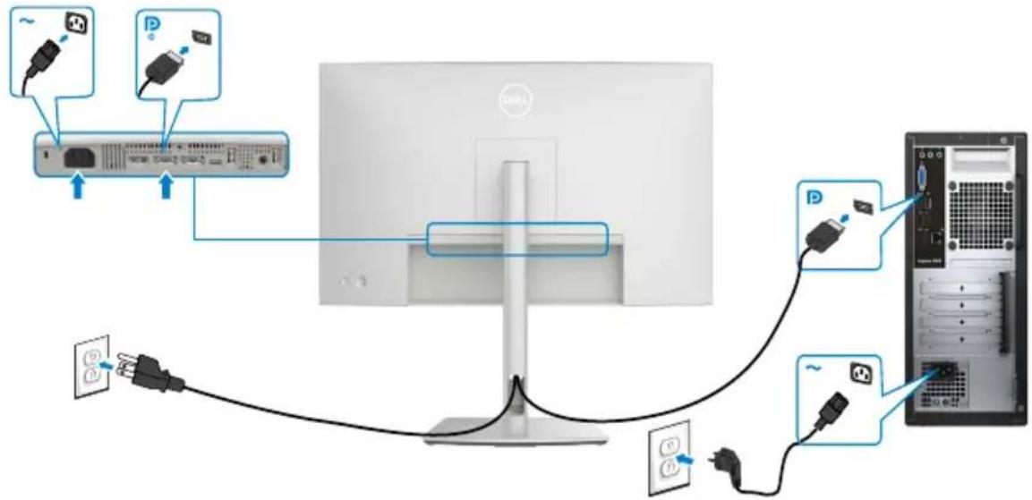 DELL UltraSharp U2724D - Podłączenie kabla DP - 1