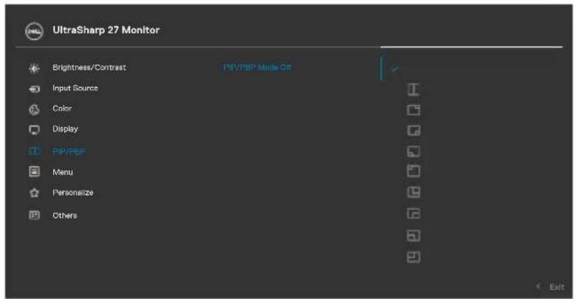 DELL UltraSharp U2724D - Ikona Menu i podmenu Opis - 1