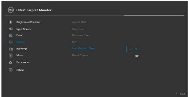 DELL UltraSharp U2724D - Ustawienie Multi-Monitor Sync (Synchronizacja wielu monitorów) (MMS) - 1