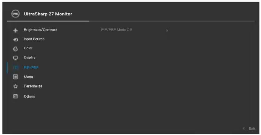 DELL UltraSharp U2724D - Ikona Menu i podmenu Opis - 2