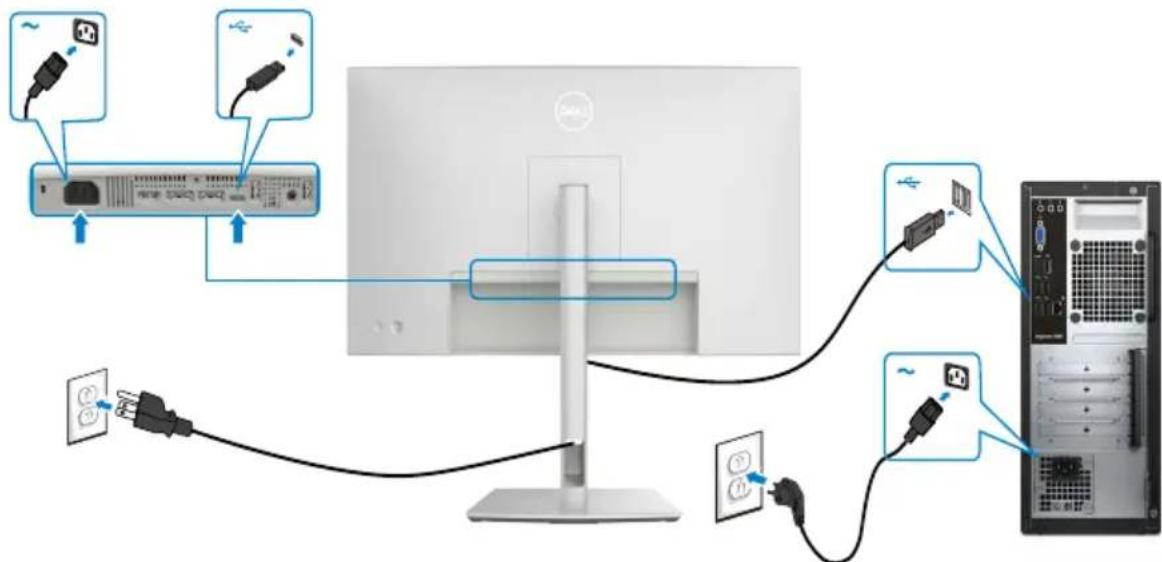 DELL UltraSharp U2724D - Podłączenie kabla USB-C(A do C) - 1