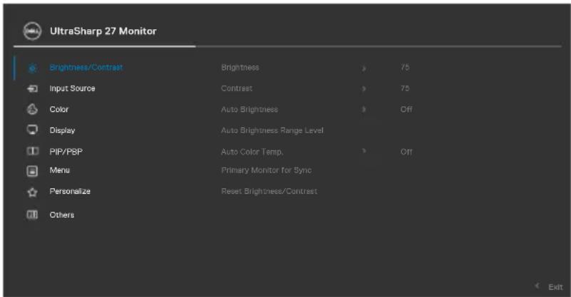 DELL UltraSharp U2724D - Używanie menu głównego - 2