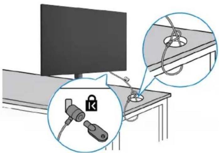 DELL UltraSharp U2724D - Zabezpieczanie monitora z użyciem blokady Kensington (opcjonalna) - 1