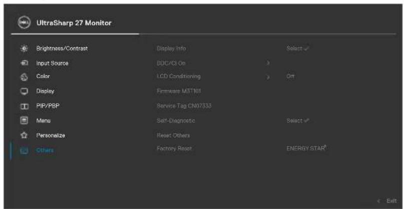 DELL UltraSharp U2724D - Ikona Menu i podmenu Opis - 2