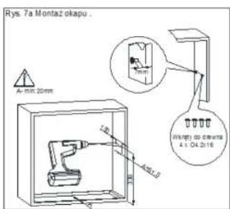 Rys. 7a Montaż okapu . A-min 20mm 1,0 M251,8 Wkngt do Cwarta 4 x O4.216