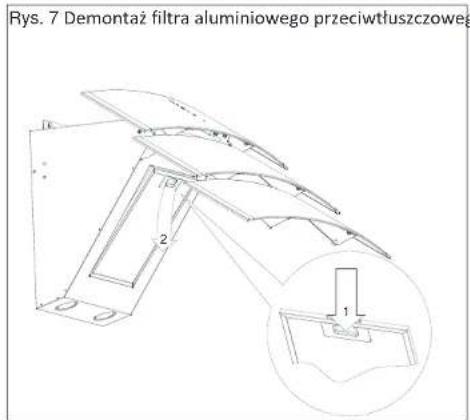 Rys. 7 Demontaż filtra aluminiowego przeciwtłuszczowej