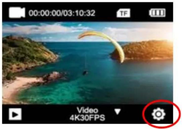 Ustawienia wideo/zdjęć Rec Resolution 4K30FPS > Ustawienia ogólne Ustawienia Distortion Correction Z powrotem White Balance Auto >