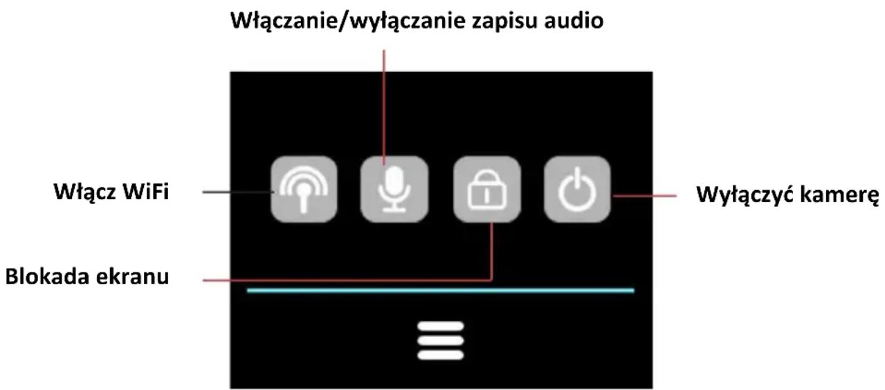 Włączanie/wyłączanie zapisu audio Włącz WiFi Blokada ekranu Wyłączyć kamerę
