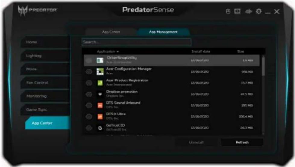 PREDATOR Triton 300 SE - Zarządzanie aplikacjami - 1