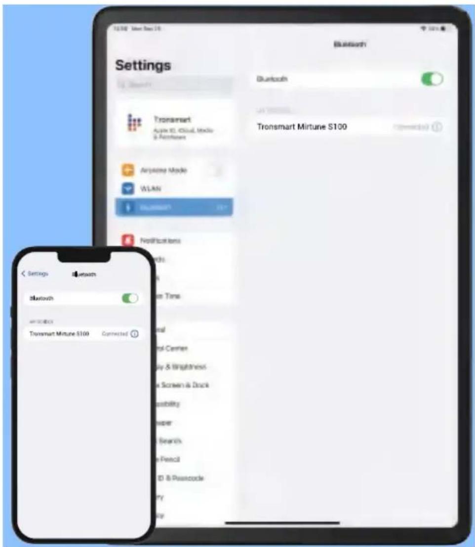 Settings Bluetooth Transmart Agree ID: Cloud Media & Reminders Airplane Mode WLAN BLuetooth S100 Notifications Windows Time Real Real Carrier Play & Brightness Use Screen & Dock Accessibility Keeper Search File Pencil ID & Pencilcode Play Bluetooth