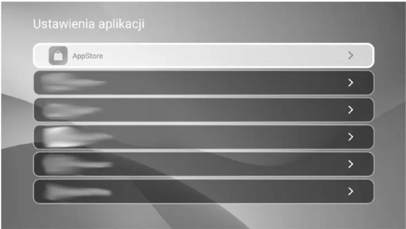 Ustawienia aplikacji AppStore >