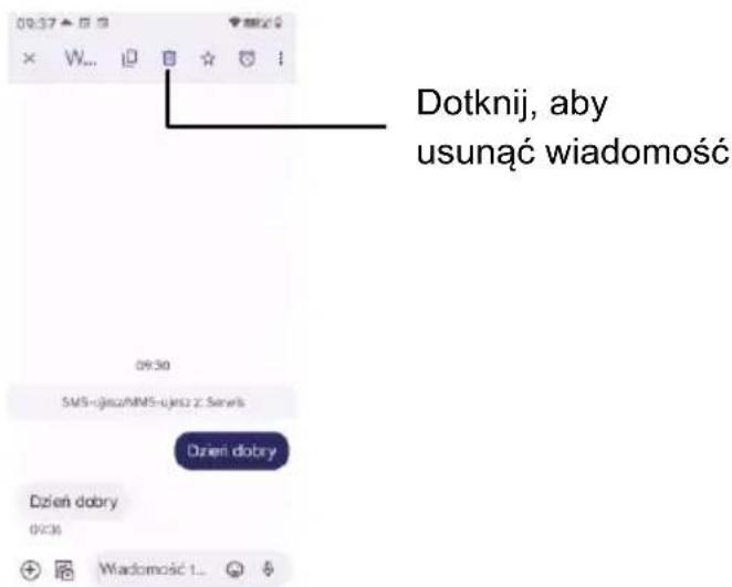 Dotknij, aby usunąć wiadomość SMS-ugarcuMMS-ugarcz z. Senwks Dzień dobry Dzień dobry 04:36 Wadomość 1...