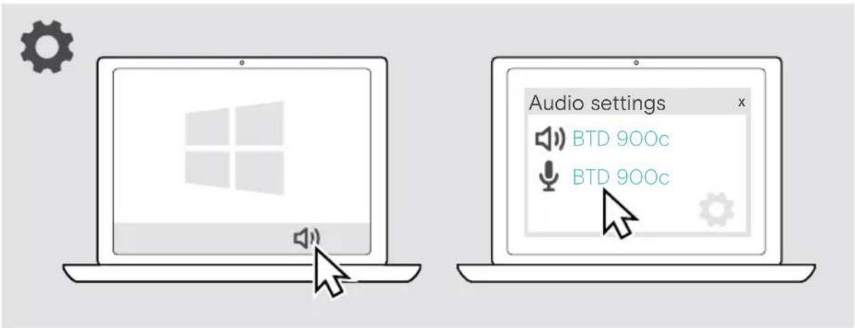 SENNHEISER ADAPT E1 - Zmiana ustawień audio - Microsoft® Windows - 1
