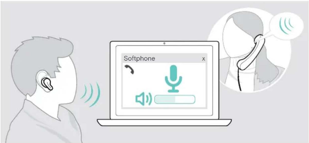SENNHEISER ADAPT E1 - Regulacja głośności mikrofonu przy połączeniach z aplikacji softphone - 1