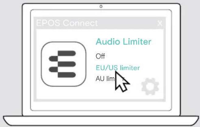 SENNHEISER ADAPT E1 - Włączanie/wyłączanie ogranicznika dźwięku - 2