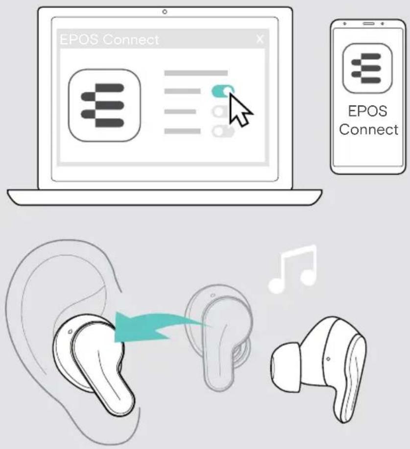 SENNHEISER ADAPT E1 - Włączanie/wyłączanie czujników wykrywania noszenia - 1