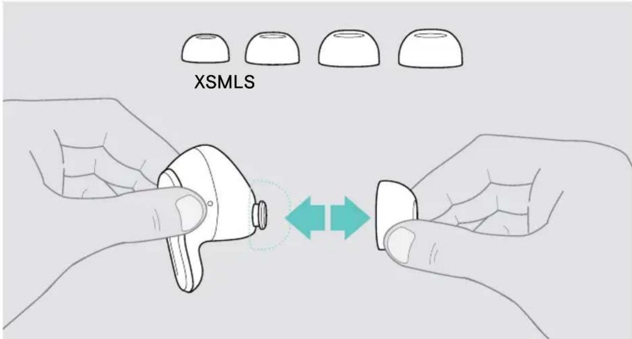 SENNHEISER ADAPT E1 - Wymiana końcówek dousznych - 1