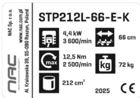 NAC STP212L-66-E-K - Inne oznaczenia na maszynie - 1