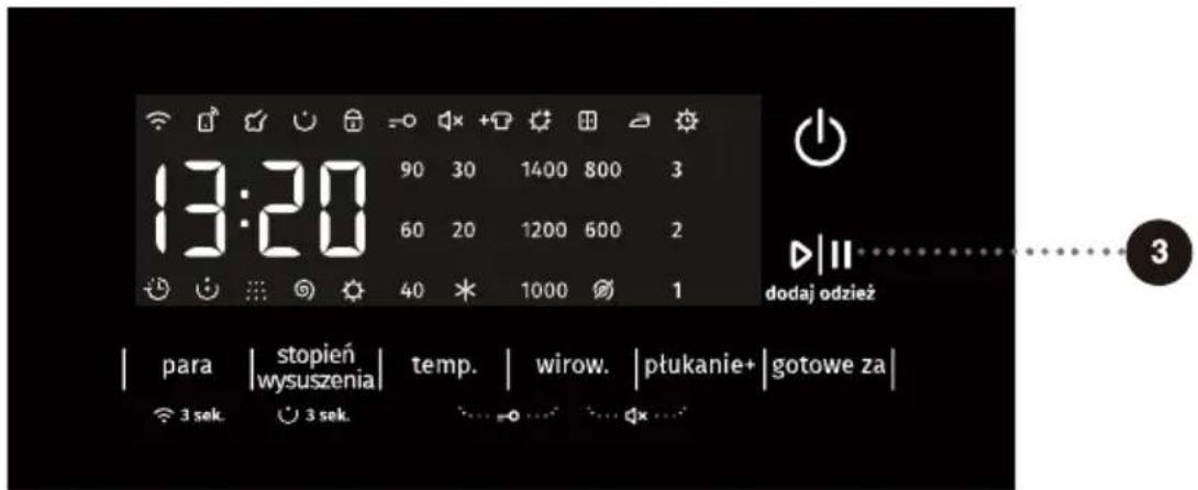 13:20 90 30 1400 800 3 60 20 1200 600 2 40 * 1000 Ø 1 para | stopień wysuszenia | temp. | wirow. | ptukanie+ | gotowe za | 3 sek. 3 sek. <-->
