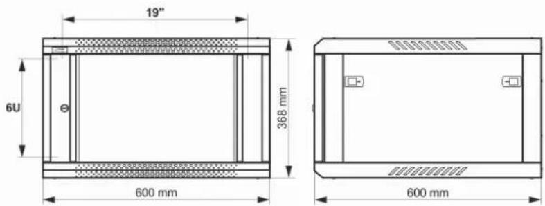 19" 6U 368 mm 600 mm 600 mm