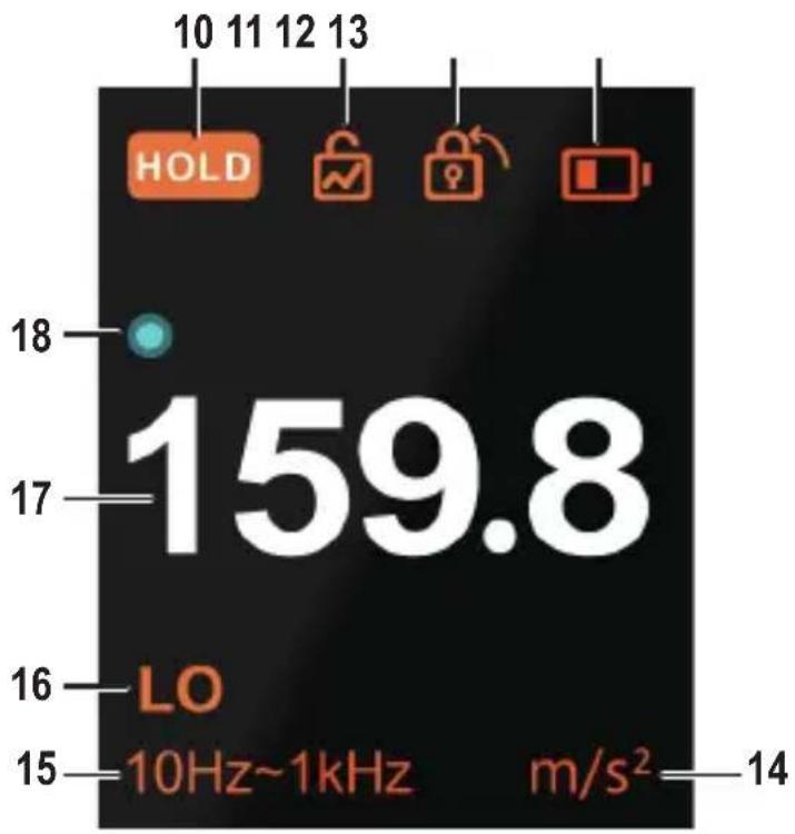 10 11 12 13 HOLD 18 159.8 LO 16 15-10Hz~1kHz m/s²-14