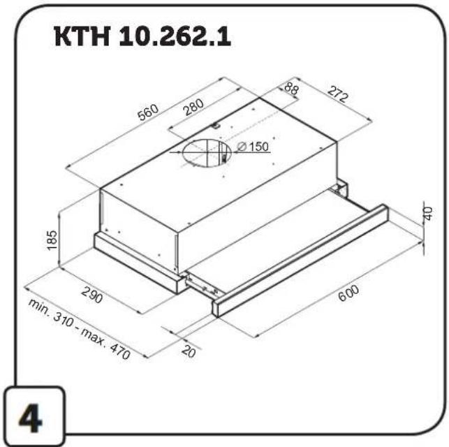 KTH 10.262.1 560 280 88 272 Ø150 185 40 290 min. 310 - max. 470 600 20 4