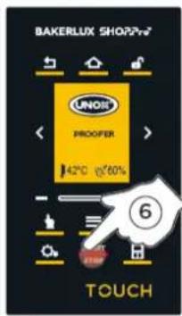 Unox BAKERLUX SHOP.Pro TOUCH XEFR-04EU-ETRV - Ustawianie temperatury i uruchamianie wyrastania ciasta - 7
