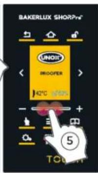 Unox BAKERLUX SHOP.Pro TOUCH XEFR-04EU-ETRV - Ustawianie temperatury i uruchamianie wyrastania ciasta - 6
