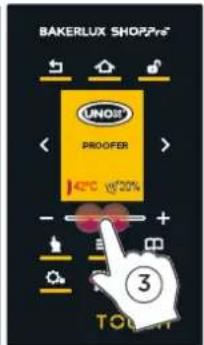 Unox BAKERLUX SHOP.Pro TOUCH XEFR-04EU-ETRV - Ustawianie temperatury i uruchamianie wyrastania ciasta - 4
