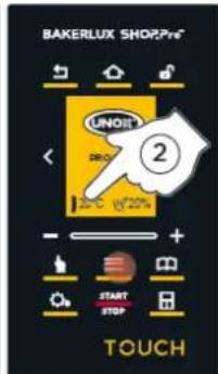 Unox BAKERLUX SHOP.Pro TOUCH XEFR-04HS-ETDP - Ustawianie temperatury i uruchamianie wyrastania ciasta - 3