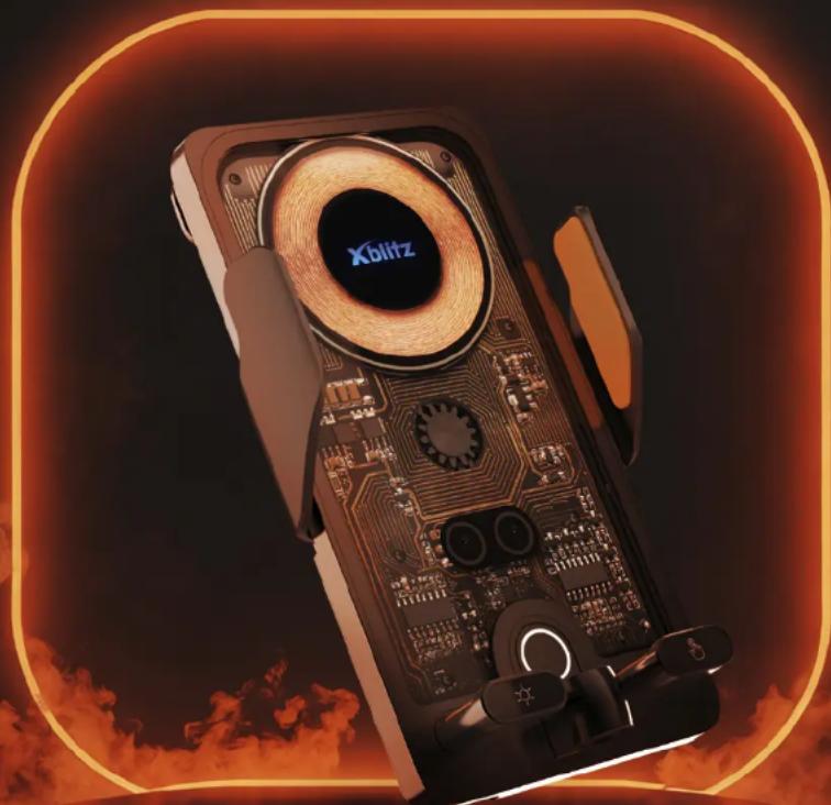 DWA SPOSOBY ŁADOWANIA Xblitz FX7 Exclusive umożliwia ładowanie smartfona zarówno bezprzewodowo, jak i przewodowo. Wystarczy umieścić telefon w uchwycie, by rozpocząć ładowanie indukcyjne. Jeśli korzystasz z modelu bez tej funkcji, możesz użyć jednej z dołączonych magnetycznych końcówek i podłączyć przewód bezpośrednio do urządzenia.