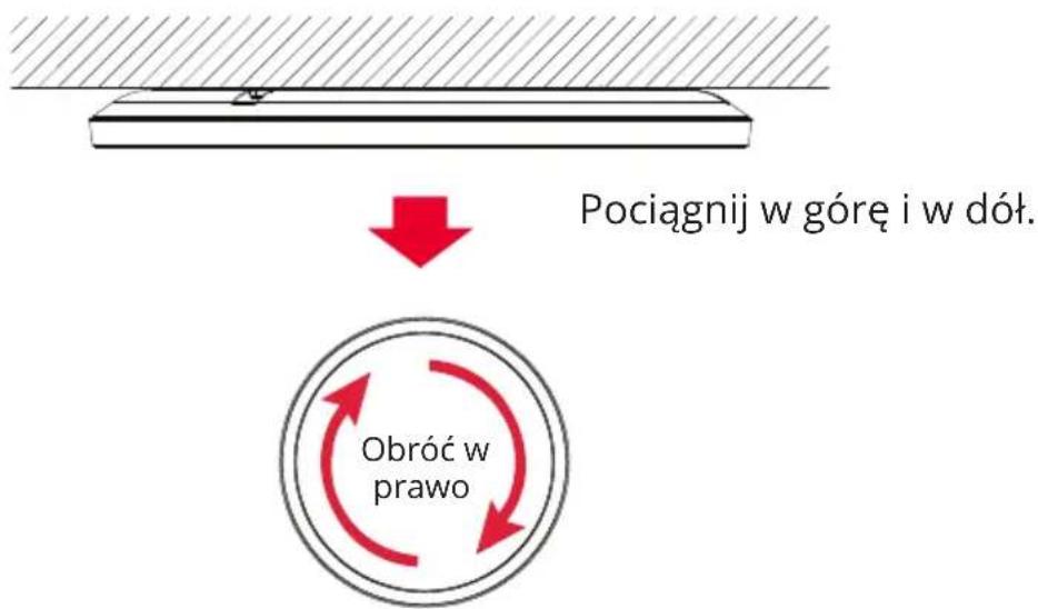 Pociągnij w góre i w dół. Obróć w prawo