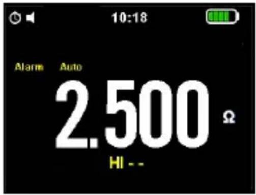 10:18 Alarm Auto 2.500 Ω HI --