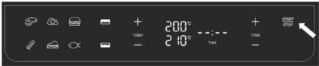 200°C TEMP 210°C TIME START STOP