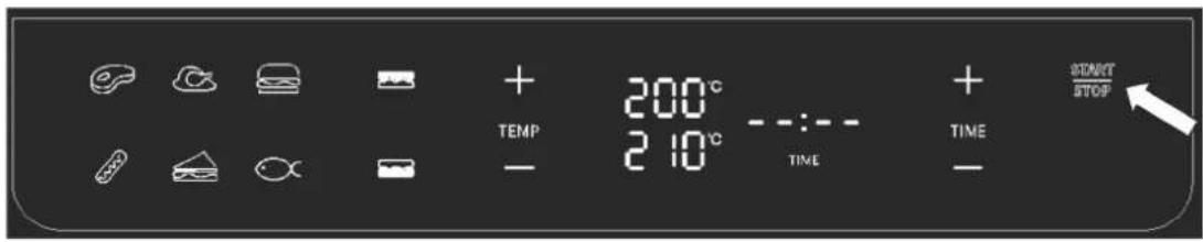 200°C TEMP 210°C TIME + TIME START STOP
