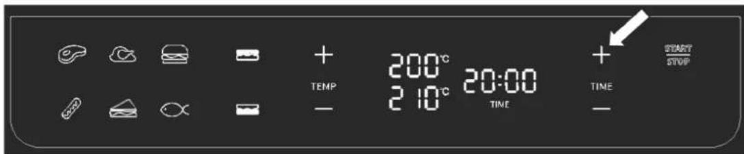 200°C TEMP 2:10°C 20:00 TIME + + TIME START STOP