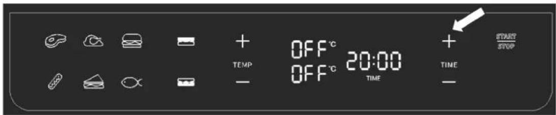 OFF°C TEMP OFF°C 20:00 TIME + TIME - START STOP